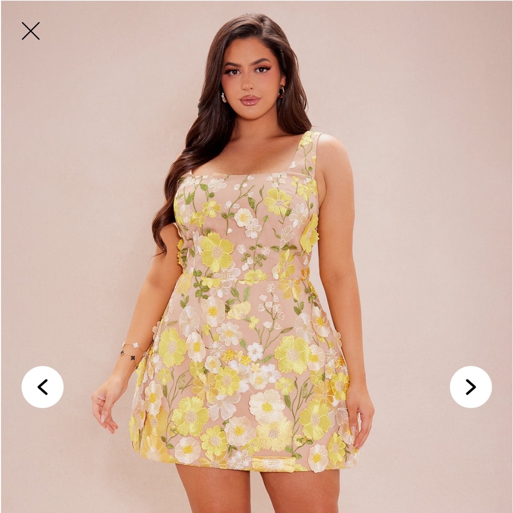 Floral Yellow and Cream Dress
